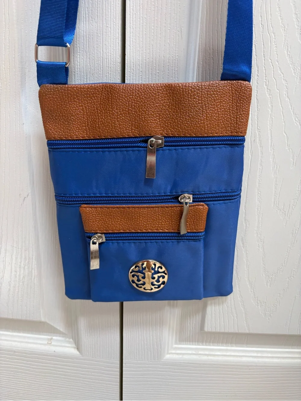 Blue and Brown Crossbody Bag